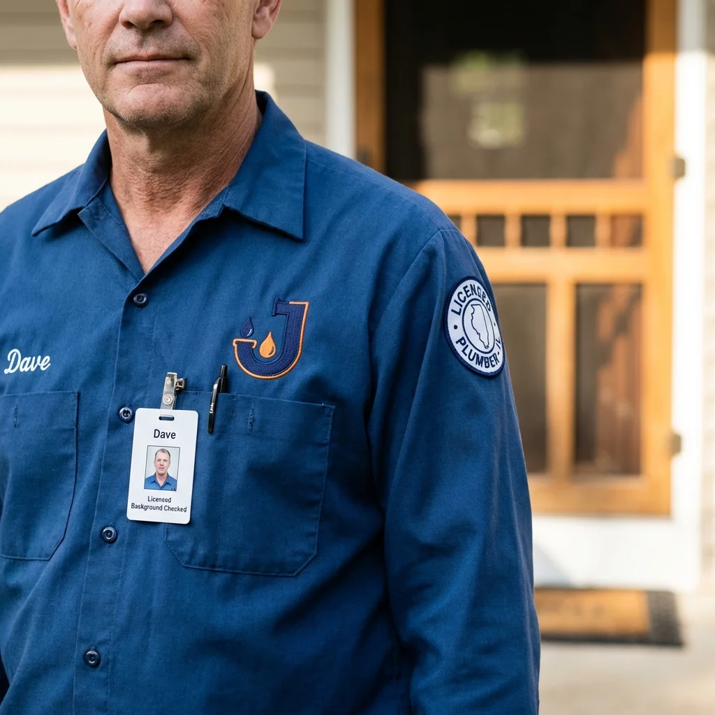 Licensed plumber showing ID badge in Greeneville, TN