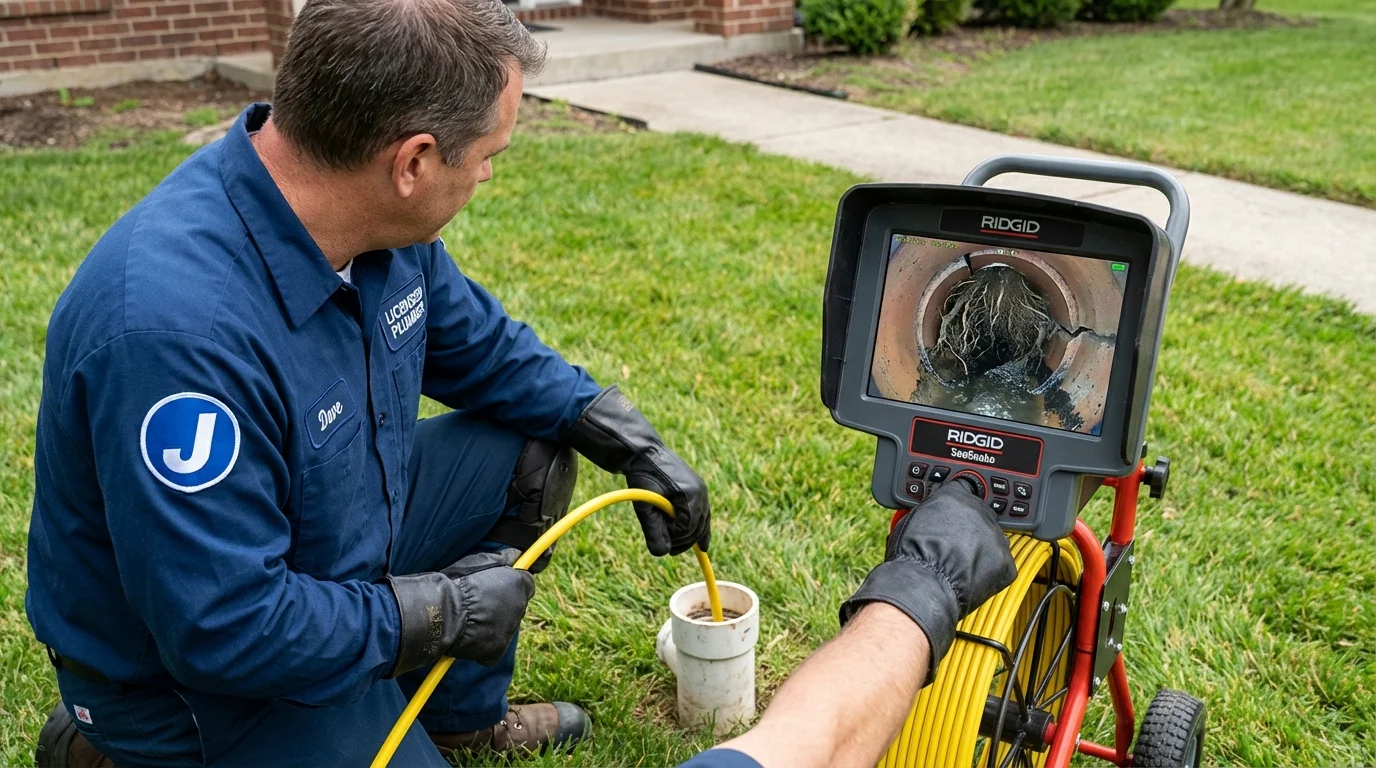 Sewer camera inspection being performed by Johns Plumbing LLC in Greeneville